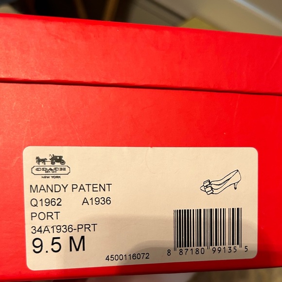 COACH Mandy kitten heel patent leather pump, Port wine color, - Picture 4 of 5